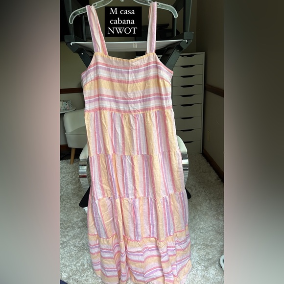 NWOT Casa Cabana pastel stripe sundress womens size Medium - Picture 1 of 6